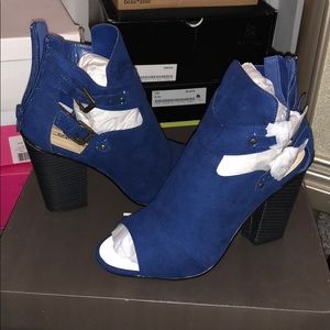 Blue Suede Ankle Booties